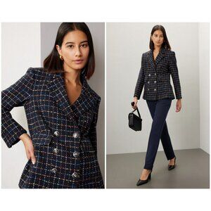 💕VERONICA BEARD💕 Rumer Dickey Blazer Jacket ~ Navy with Multi-Color Plaid 12